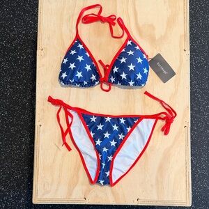 Star-Patterned Blue and Red Bikini